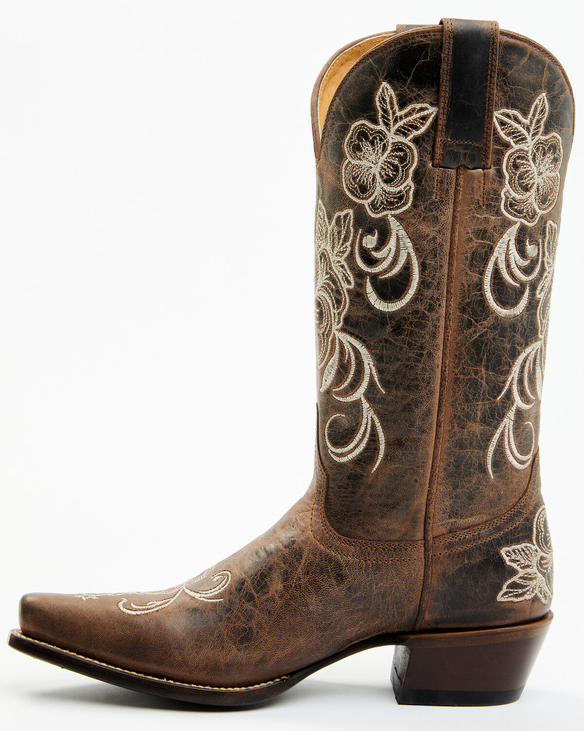 Image #3 - Shyanne Women's Lasy Floral Embroidered Western Boots - Snip Toe, Brown, hi-res