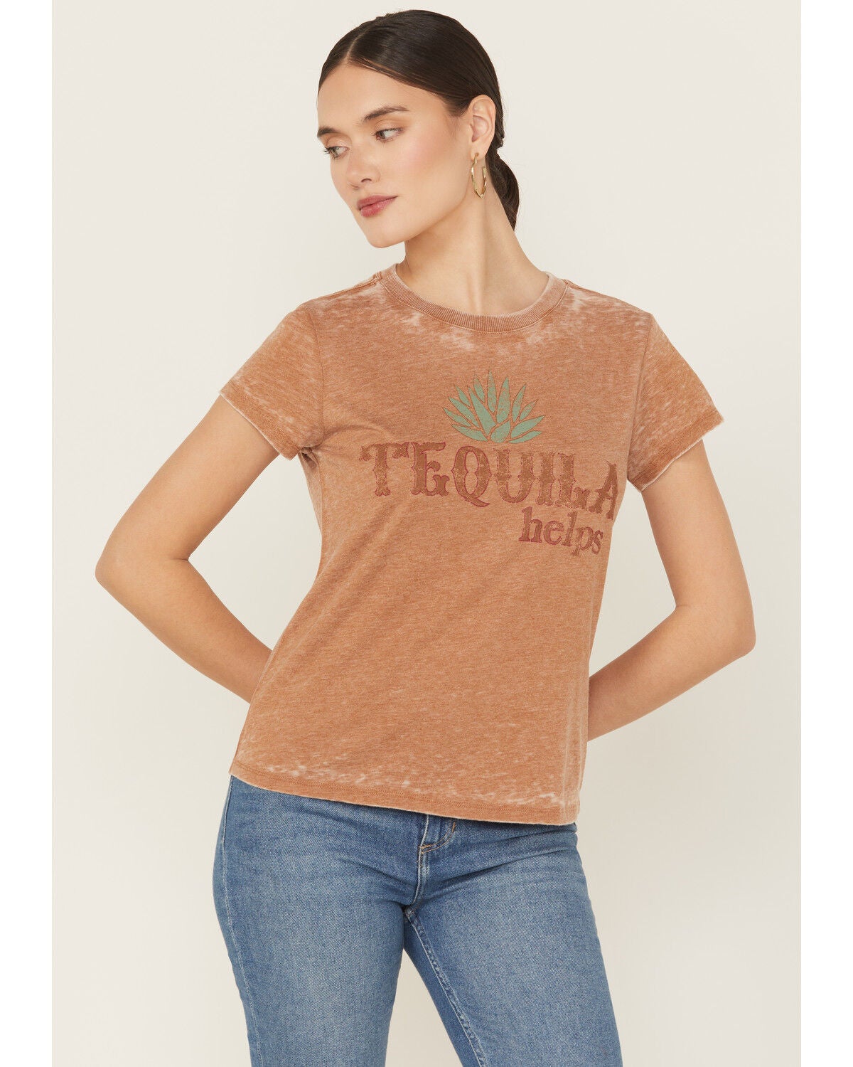 Idyllwind Women's Tequila Helps Short Sleeve Graphic Tee, Caramel, hi-res