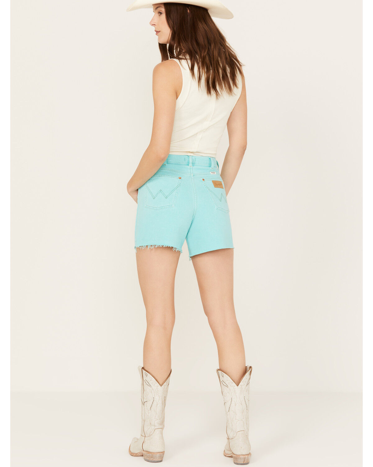 Image #3 - Wrangler Women's High Rise A-Line Cutoff Shorts, Teal, hi-res