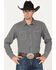 Image #1 - Blue Ranchwear Men's Gingham Print Pearl Snap Western Shirt, Charcoal, hi-res
