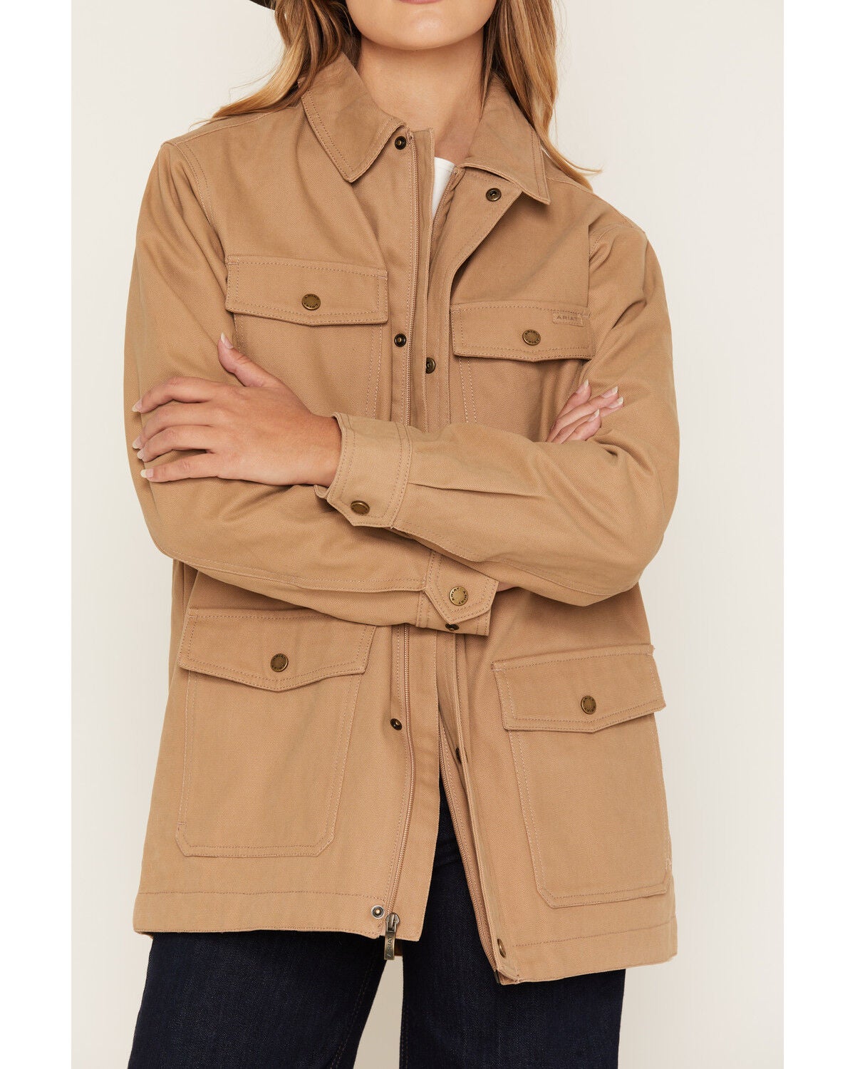 Image #3 - Ariat Women's Western Canvas Concealed Carry Chore Jacket, Beige, hi-res