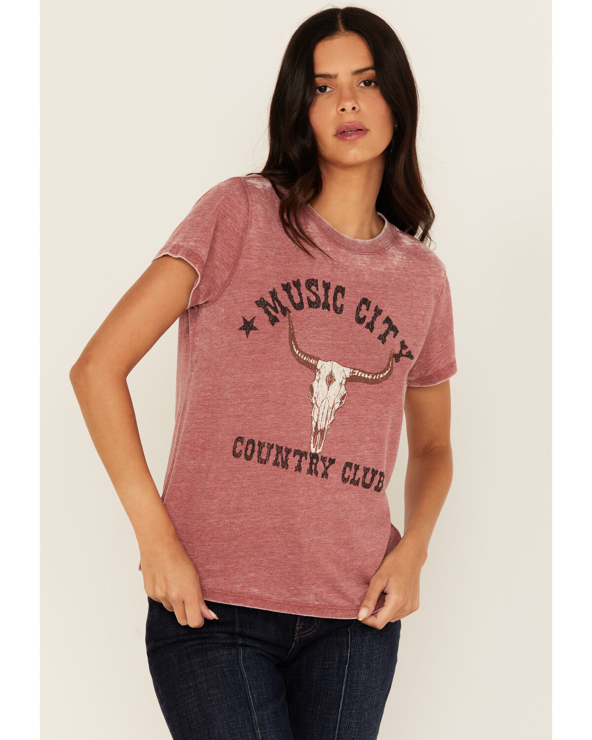 Image #1 - Idyllwind Women's Music City Country Club Short Sleeve Graphic Tee, Wine, hi-res