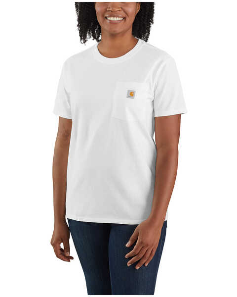 Carhartt Women's Solid Loose-Fit Heavyweight Work T-Shirt , White, hi-res