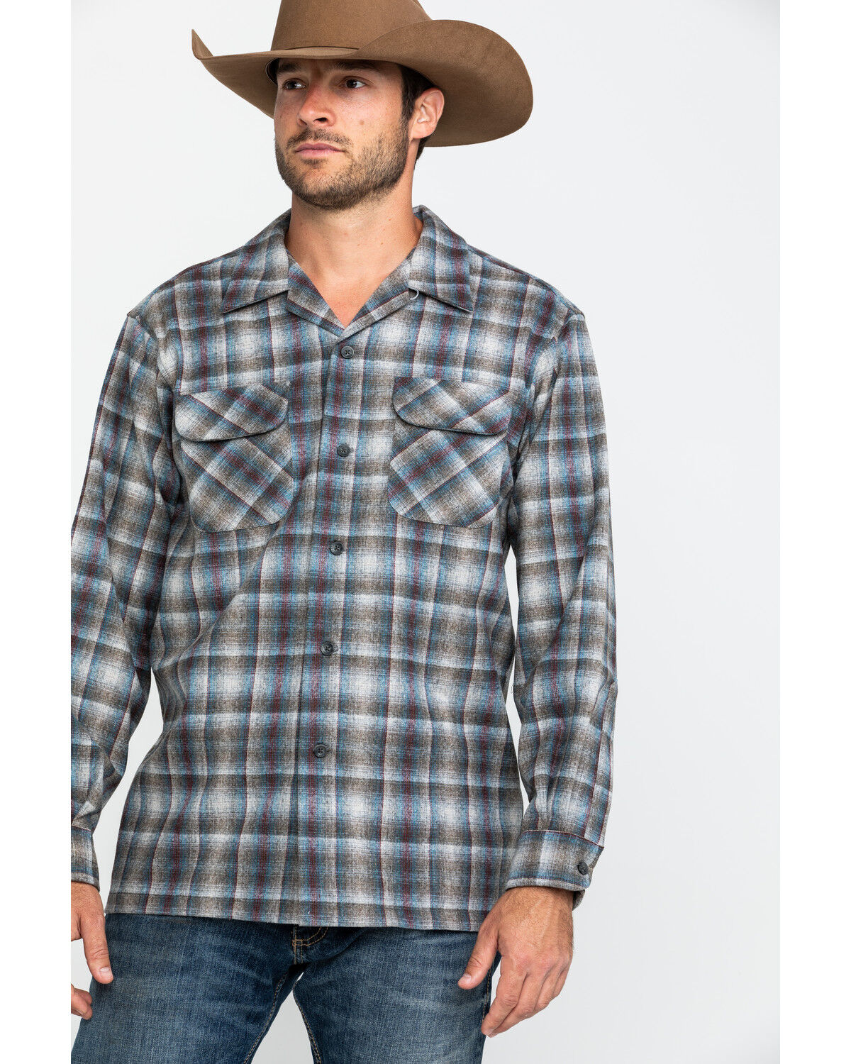 Image #4 - Pendleton Men's Gray Board Oxford Plaid Long Sleeve Western Shirt, Grey, hi-res