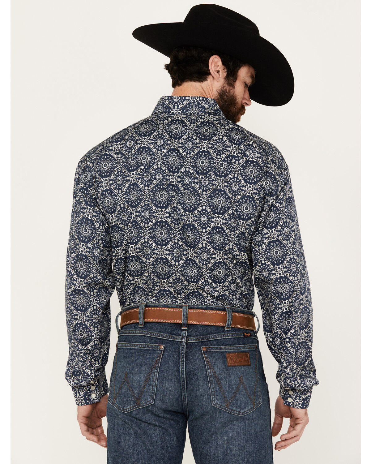 Image #4 - Stetson Men's Medallion Long Sleeve Pearl Snap Western Shirt, , hi-res