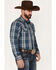 Image #2 - Cody James Men's Expression Large Plaid Snap Western Shirt, Navy, hi-res