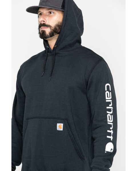 Image #2 - Carhartt Men's Loose Fit Midweight Logo Sleeve Graphic Hooded Sweatshirt, Black, hi-res