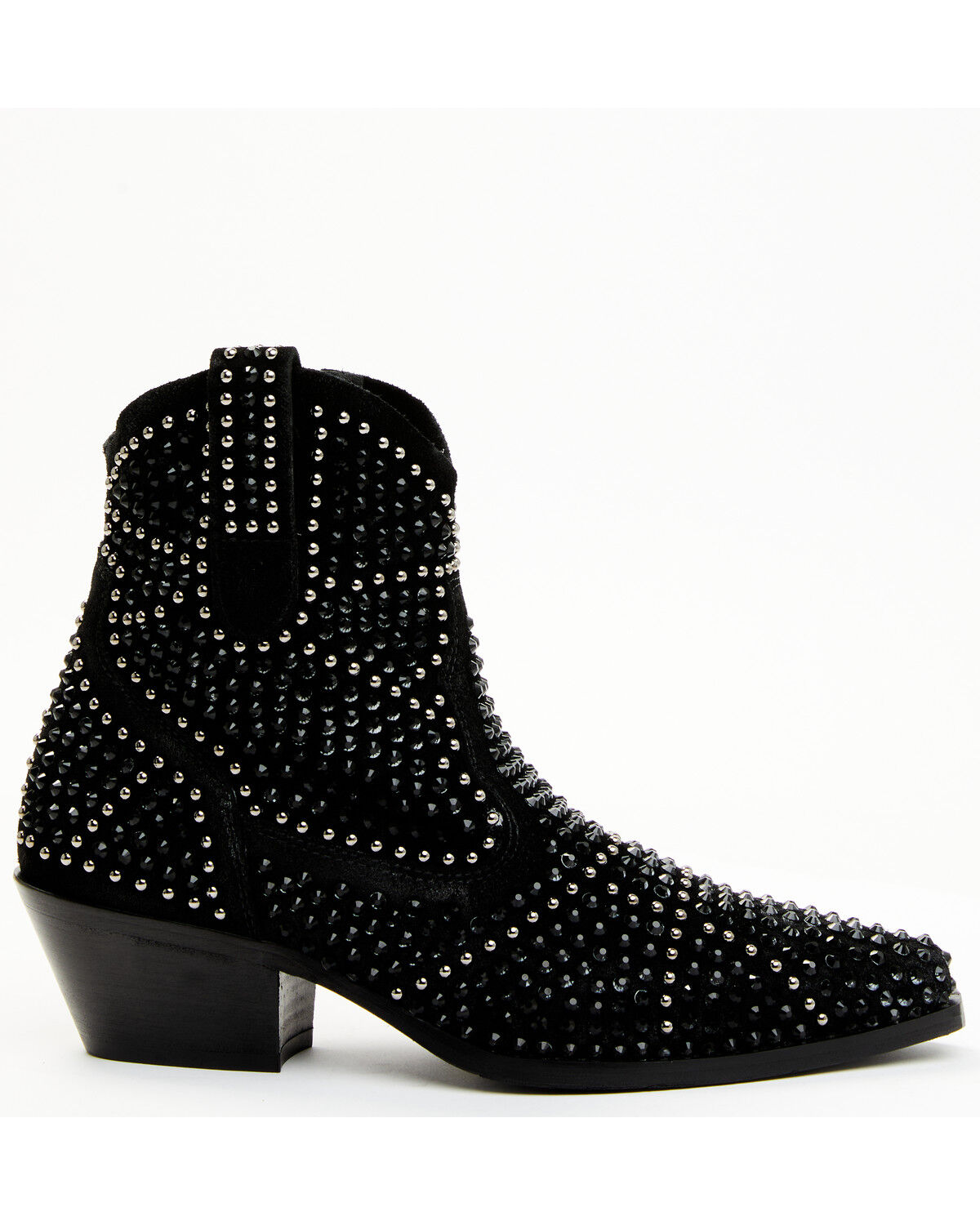 Image #2 - Italian Cowboy Women's Astra Studded Fashion Booties - Snip Toe, Black, hi-res