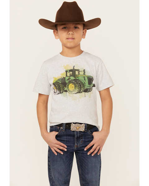 John Deere Little Boys' Digital Tractor Short Sleeve Graphic T-Shirt , Off White, hi-res