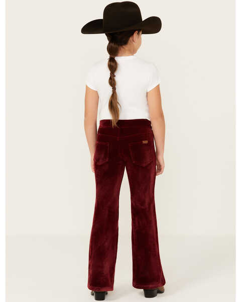 Image #3 - Rock & Roll Denim Girls' Velvet Stretch Button Flare Jeans , Red, hi-res