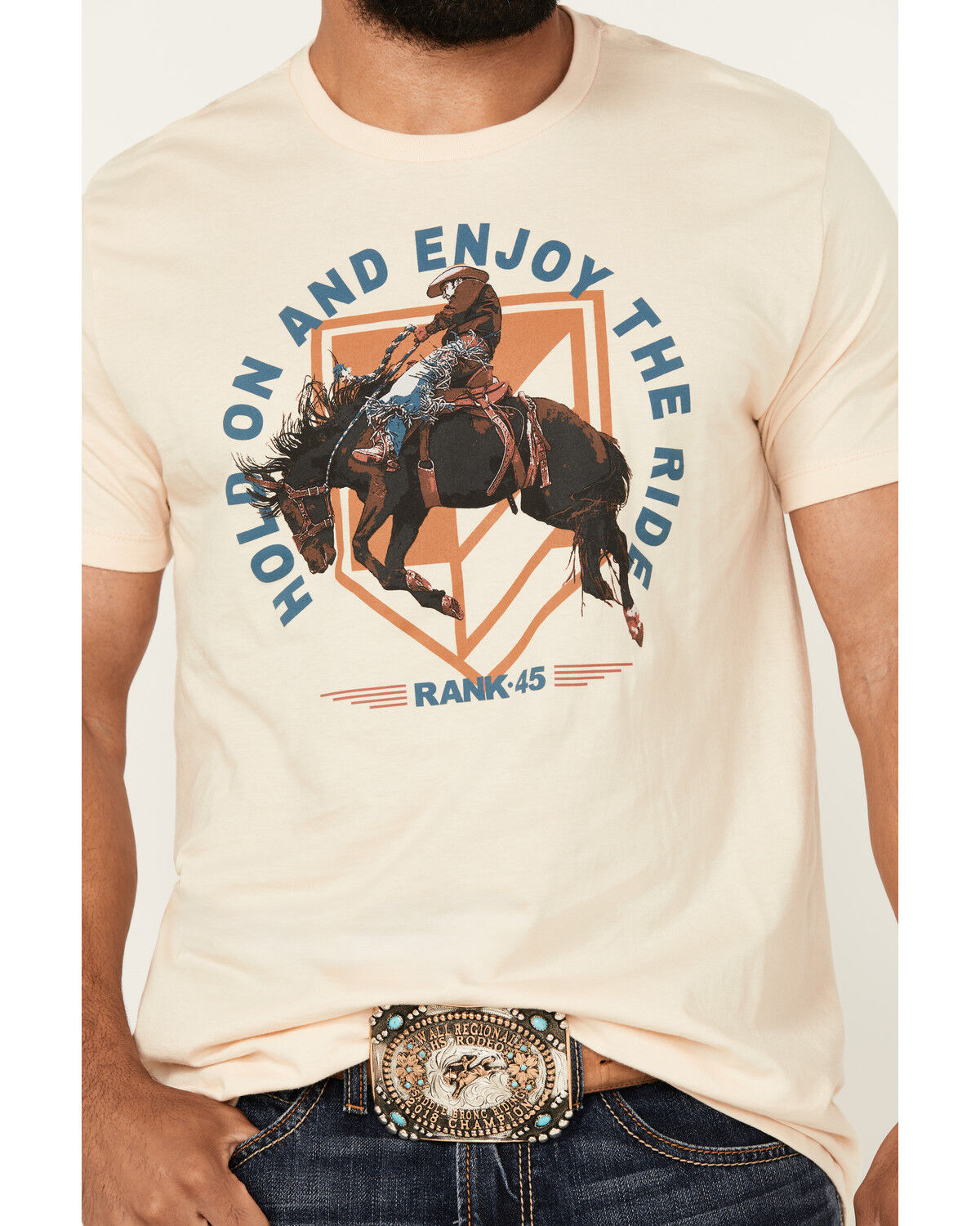 Image #3 - RANK 45® Men's Hold On And Enjoy The Ride Short Sleeve Graphic T-Shirt, Cream, hi-res