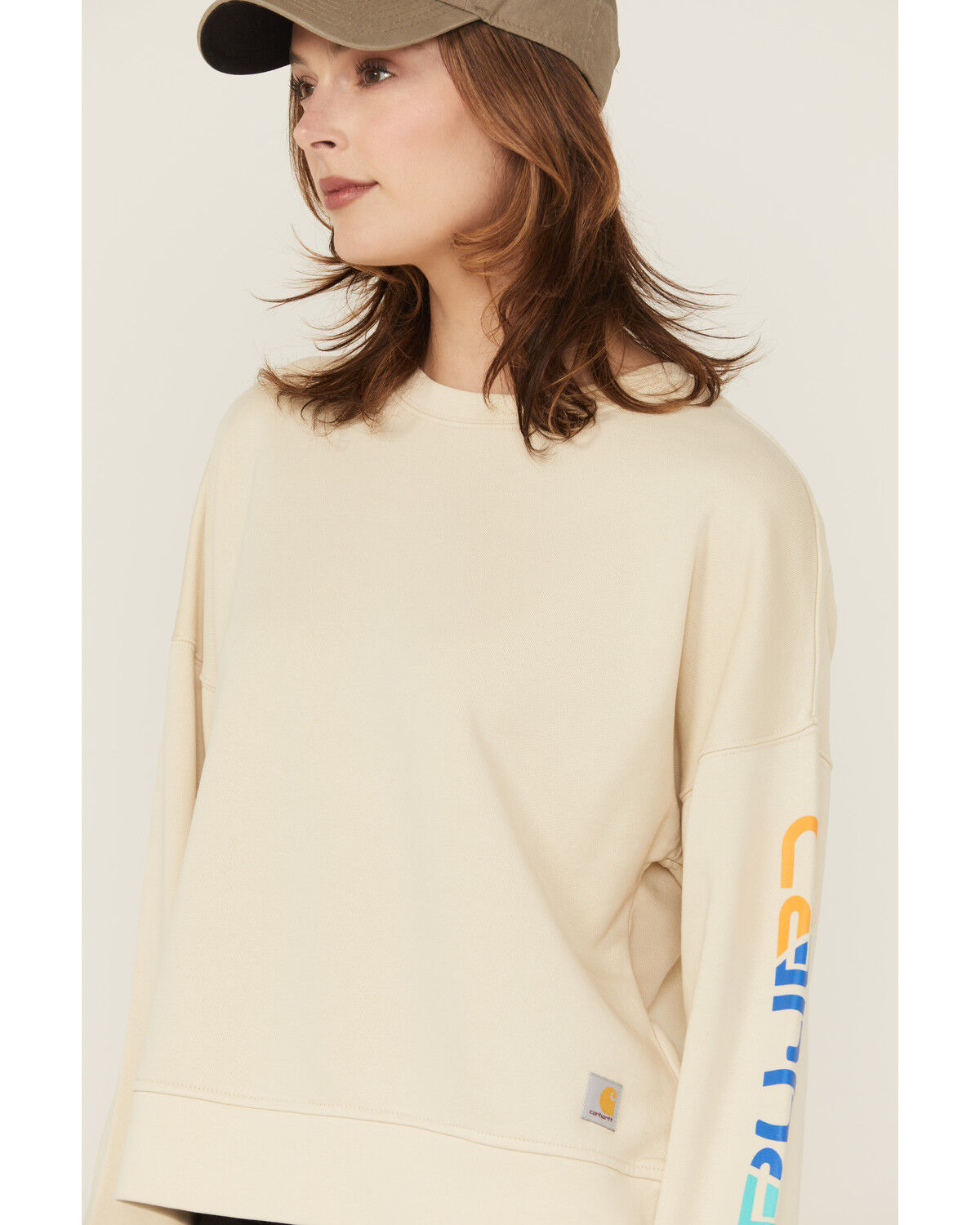 Image #2 - Carhartt Women's TENCEL™ Fiber Series Loose Fit Long Sleeve Graphic Sweatshirt, Oatmeal, hi-res