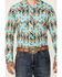 Image #3 - Rock & Roll Denim Men's Southwestern Print Long Sleeve Snap Stretch Western Shirt, Teal, hi-res