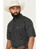 Image #2 - Ariat Men's Steele Geo Print Short Sleeve Button-Down Western Shirt, Black, hi-res