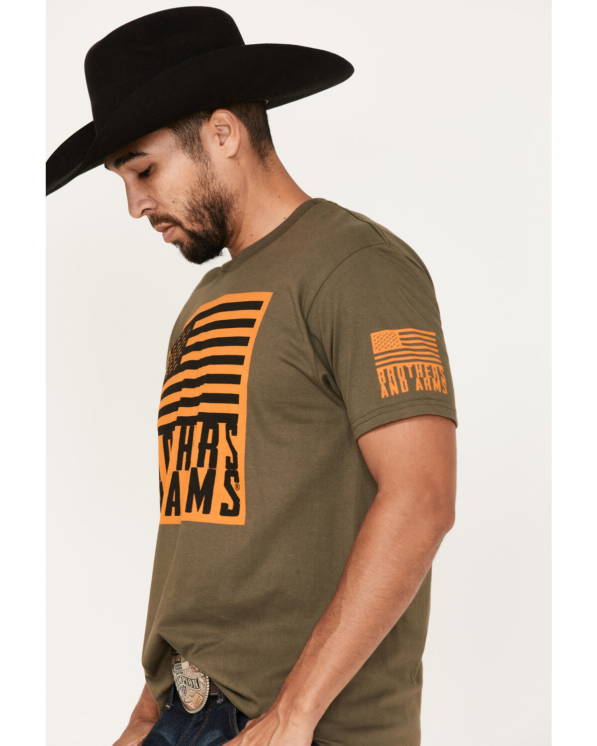 Image #2 - Brothers & Arms Men's Flag Logo Graphic T-Shirt, Green, hi-res