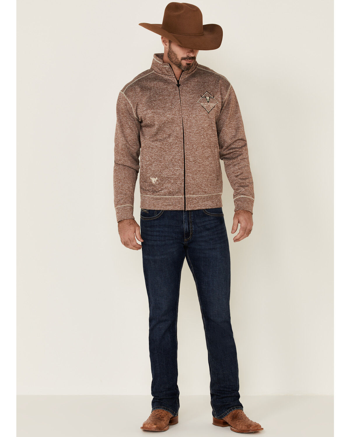 Image #1 - Cowboy Hardware Men's Brown Microfleece Zip-Up Jacket, , hi-res