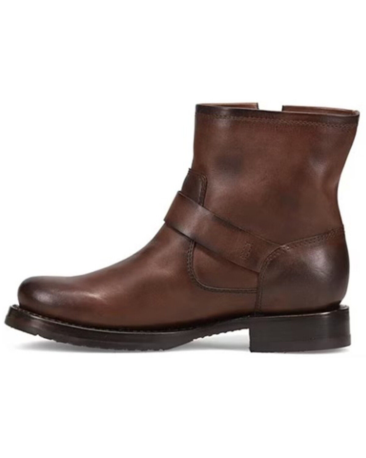 Image #3 - Frye Women's Veronica Leather Buckle Moto Booties - Round Toe, Chocolate, hi-res
