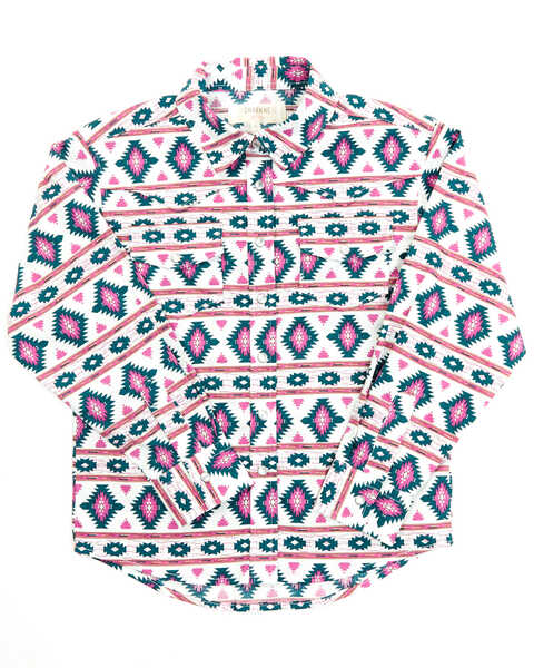 Image #1 - Shyanne Toddler Girls' Southwestern Print Long Sleeve Western Button-Down Shirt, Ivory, hi-res