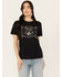 Image #1 - Wrangler Women's Long Live Cowboys Rope Short Sleeve Graphic Tee, Black, hi-res