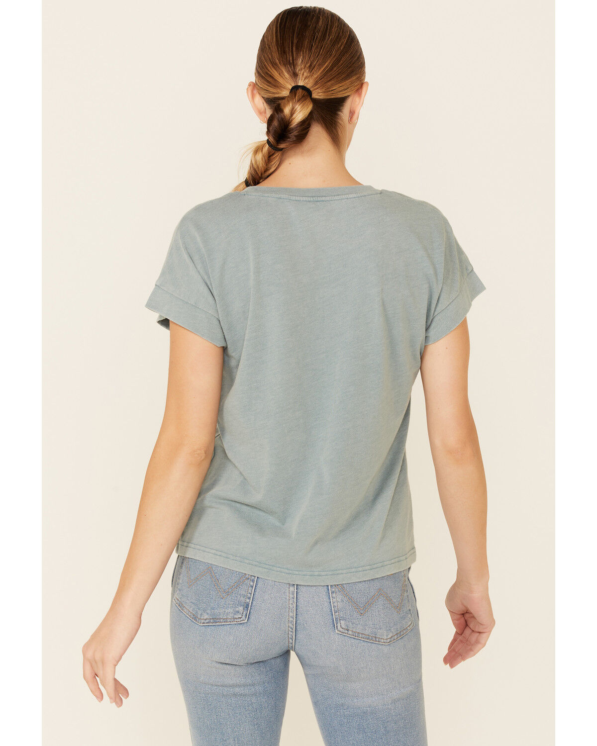 Image #4 - White Crow Women's Teal Floral Longhorn Skull Graphic Short Sleeve Tee, Teal, hi-res