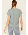 Image #4 - White Crow Women's Teal Floral Longhorn Skull Graphic Short Sleeve Tee, Teal, hi-res