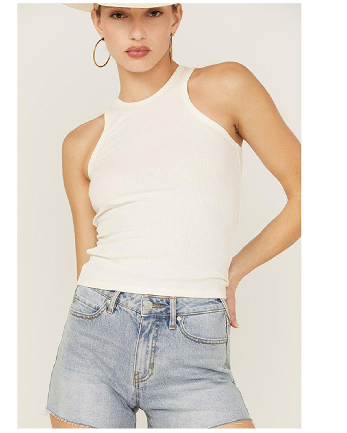Image #3 - Cleo + Wolf Women's Easy Ribbed Layering Tank Top, Ivory, hi-res