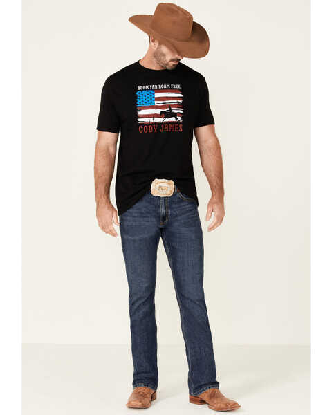 Image #1 - Cody James Men's Roam Free Flag Graphic Short Sleeve T-Shirt, Black, hi-res
