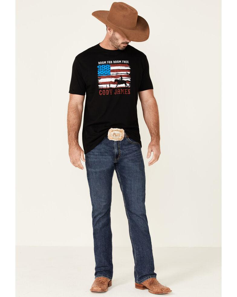 Cody James Men's Roam Free Flag Graphic Short Sleeve T-Shirt, Black, hi-res