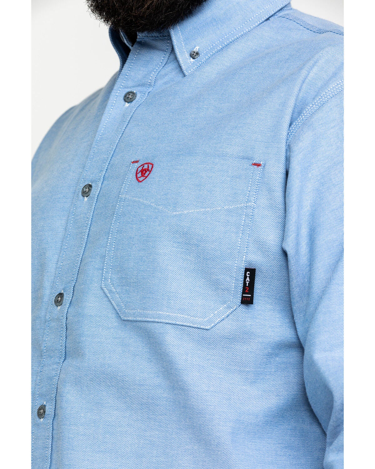 Image #3 - Ariat Men's FR Solid Durastretch Long Sleeve Work Shirt - Big, Blue, hi-res