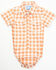 Image #1 - Cowboy Hardware Infant Boys' Plaid Print Short Sleeve Pearl Snap Onesie , Orange, hi-res