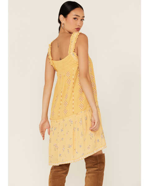 Image #4 - Miss Me Women's Embroidered Southwestern Floral Print Mini Dress, Mustard, hi-res