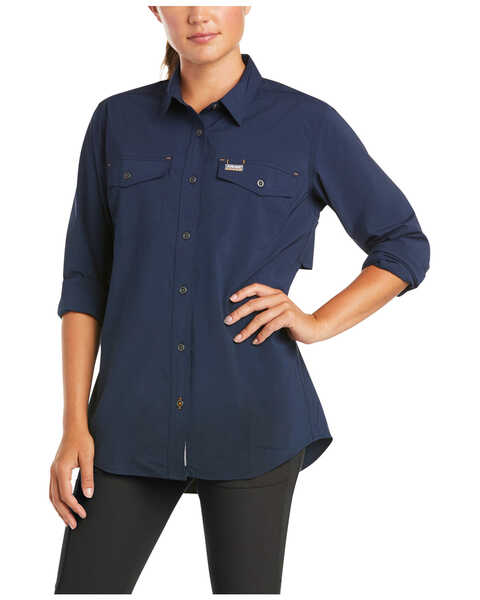 Ariat Women's Rebar Made Tough VentTEK DuraStretch Work Shirt , Navy, hi-res