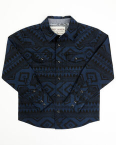 Cody James Toddler Boys' Machine Southwestern Print Long Sleeve Snap Western Shirt , Light Blue, hi-res