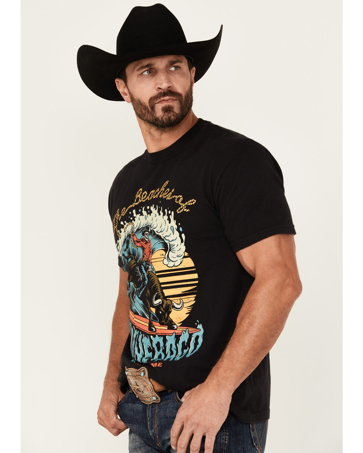 Image #2 - Rodeo Time Men's Rank Roller Short Sleeve Graphic T-Shirt, Black, hi-res