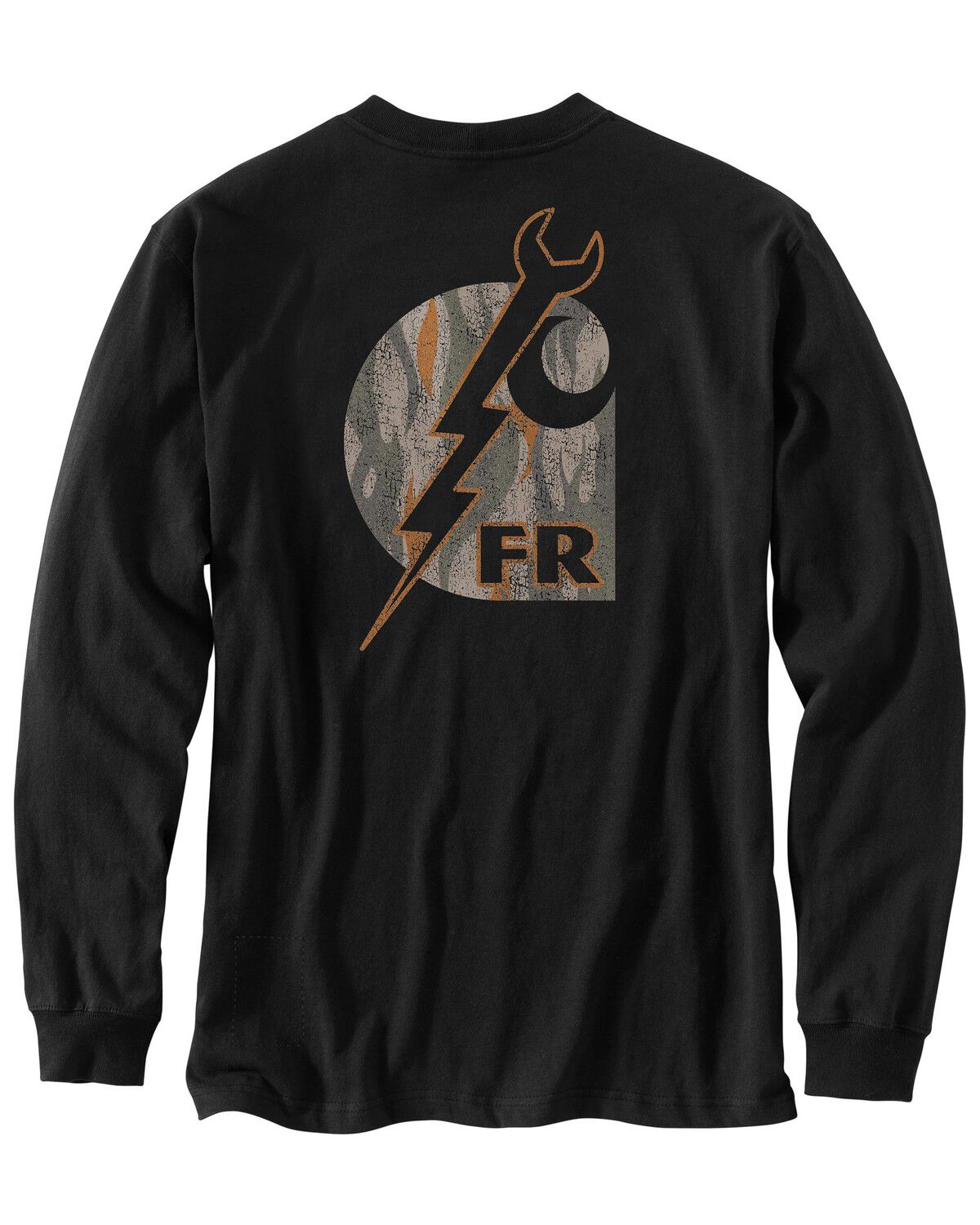 Carhartt Men's FR Force&reg; Irvine Wrench Bolt Long Sleeve Work Pocket T-Shirt, Black, hi-res