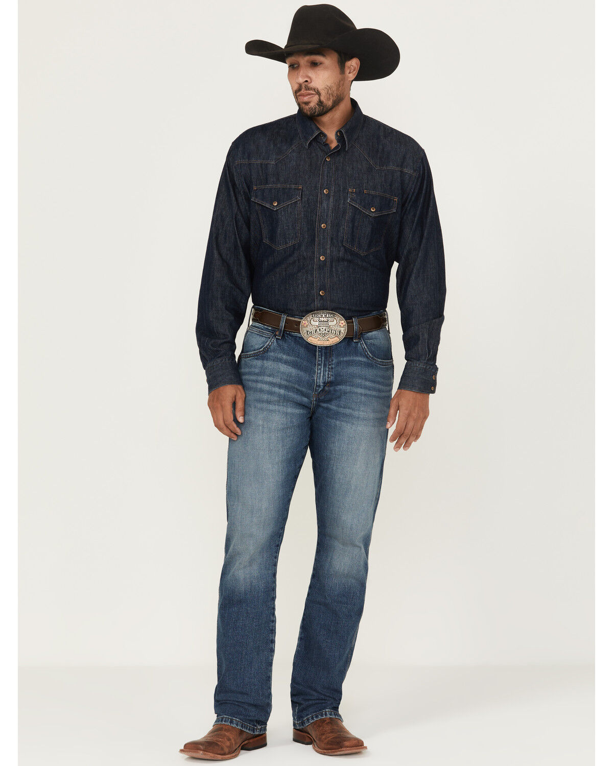 Image #1 - Wrangler Retro Men's Bryson Medium Wash Slim Bootcut Stretch Denim Jeans, Medium Wash, hi-res