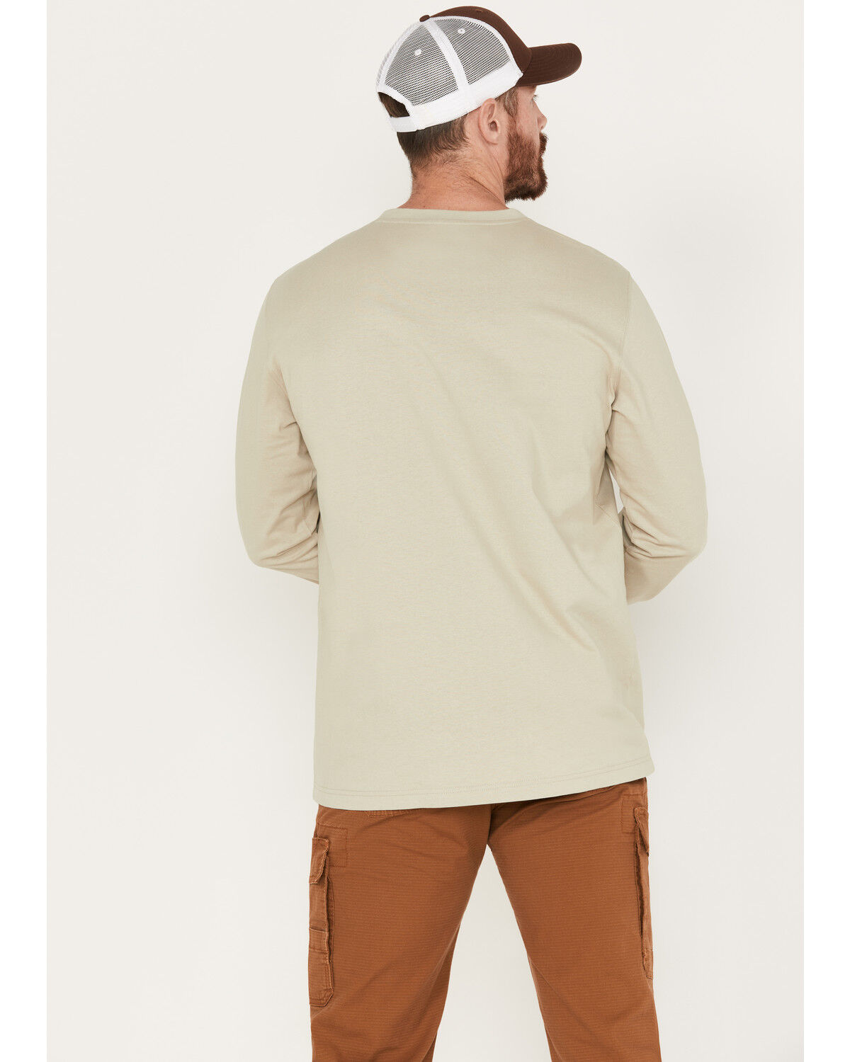 Image #4 - Hawx Men's Forge Long Sleeve Work Pocket T-Shirt, Taupe, hi-res