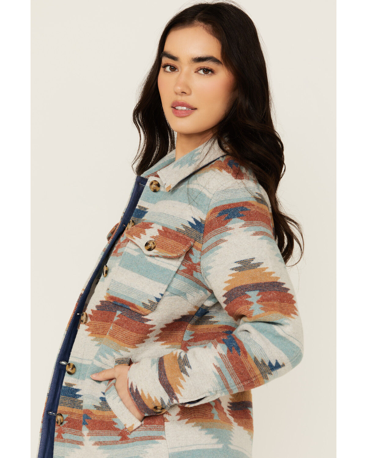 Image #3 - Idyllwind Women's Dusk Southwestern Print Shacket, Stone, hi-res