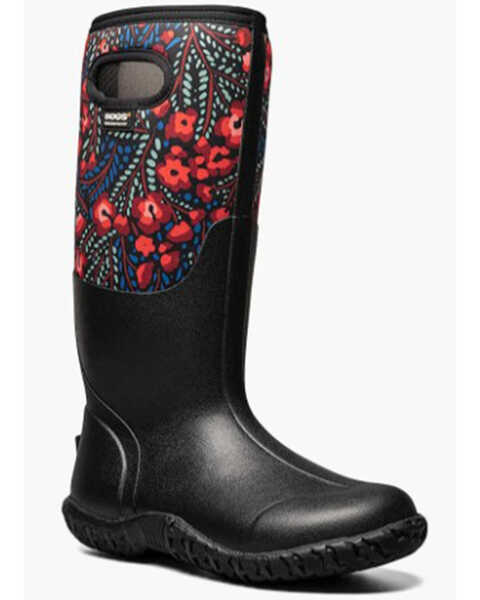 Bogs Women's Mesa Super Flowers Farm Boots - Soft Toe, Black, hi-res