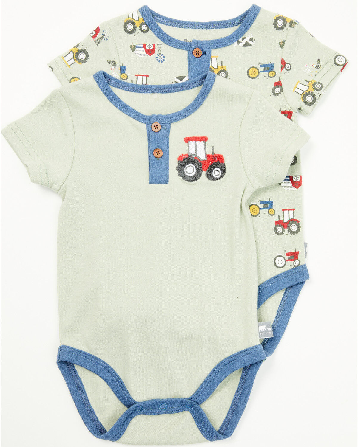 Image #1 - Rugged Bear Infant Boys' Farm Print Onesies - 2 Pack, Green, hi-res