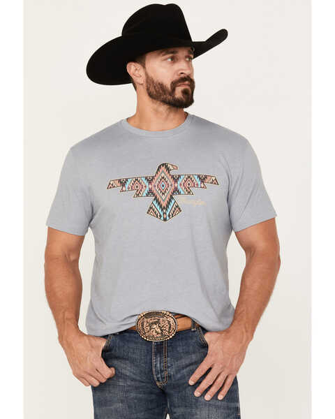 Wrangler Men's Southwestern Print Eagle Short Sleeve Graphic T-Shirt, Blue, hi-res