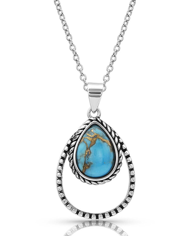 Montana Silversmiths Women's Double Rope Turquoise Necklace, Silver, hi-res