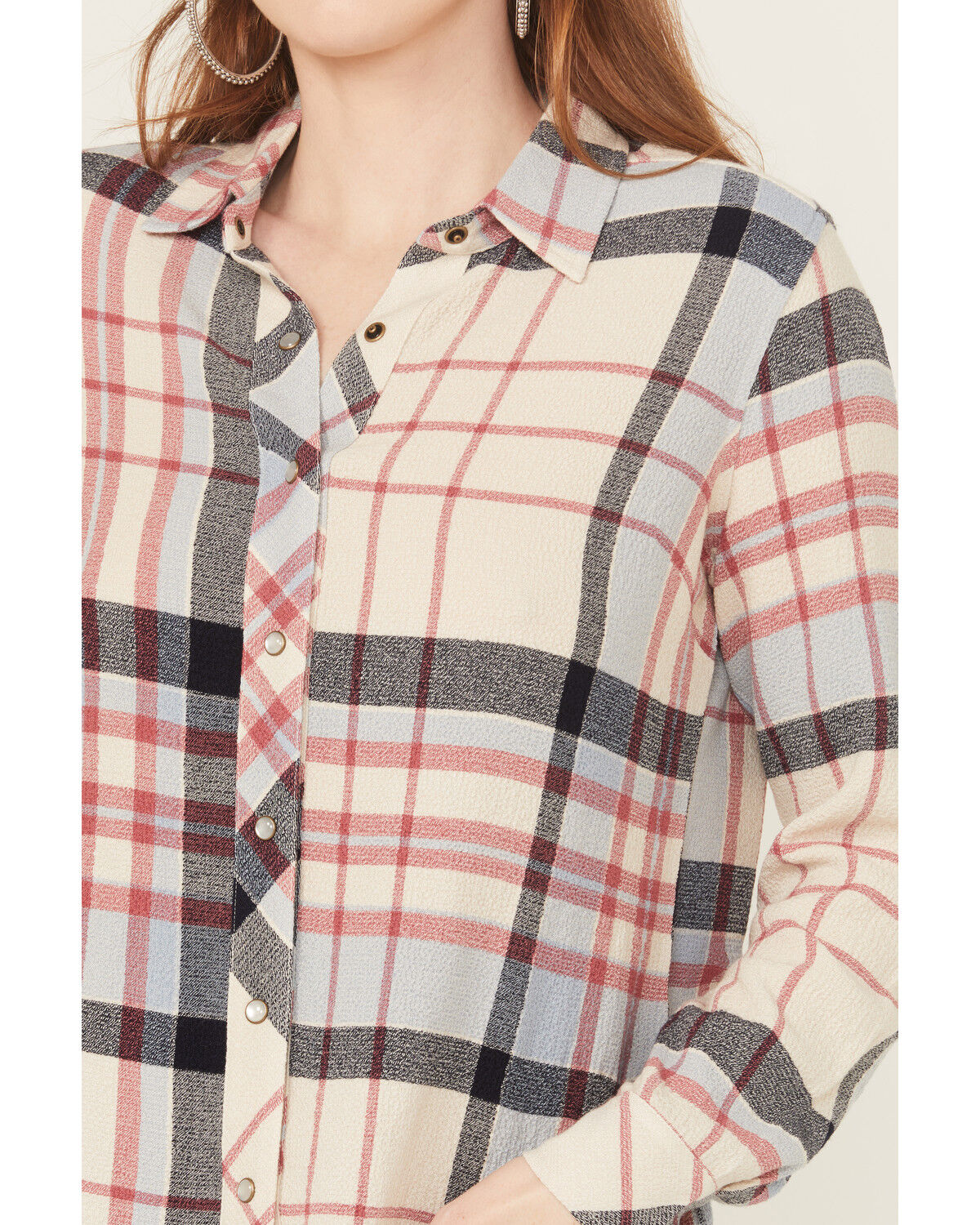 Image #3 - Idyllwind Women's Lyle Plaid Print Long Sleeve Snap Western Shirt, Cream, hi-res