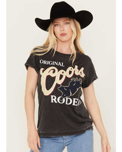Image #1 - Recycled Karma Women's Coors Burnout Graphic Tee, Black, hi-res