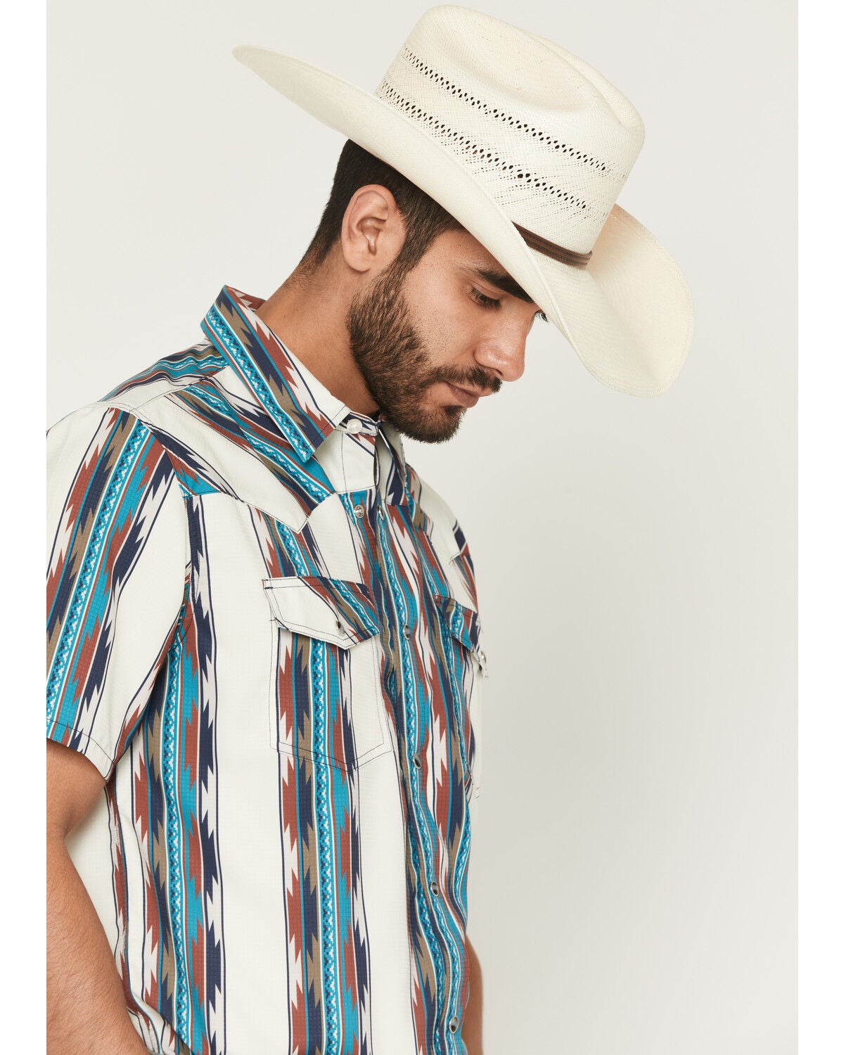 Image #2 - RANK 45&reg; Men's Guadalajara Southwestern Striped Short Sleeve Snap Performance Western Shirt, Multi, hi-res