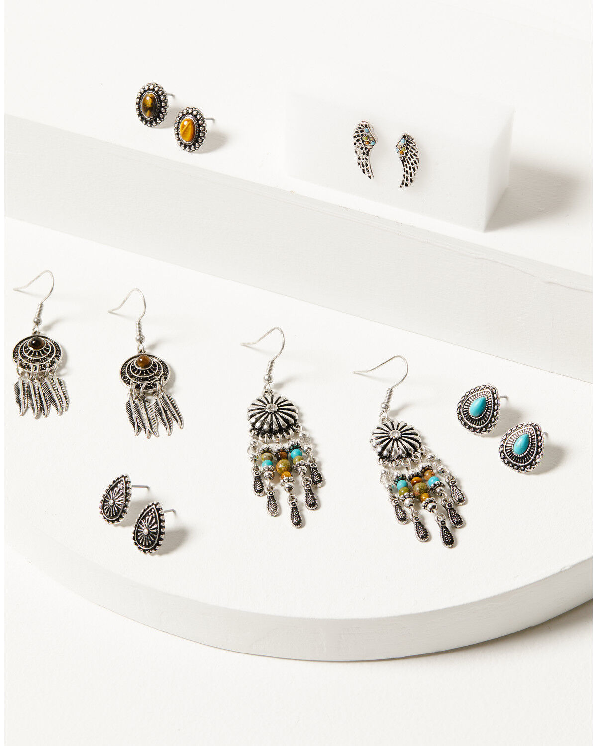 Image #1 - Shyanne Women's Bisbee Falls 6-Piece Silver Beaded Wings Earrings Set, Silver, hi-res