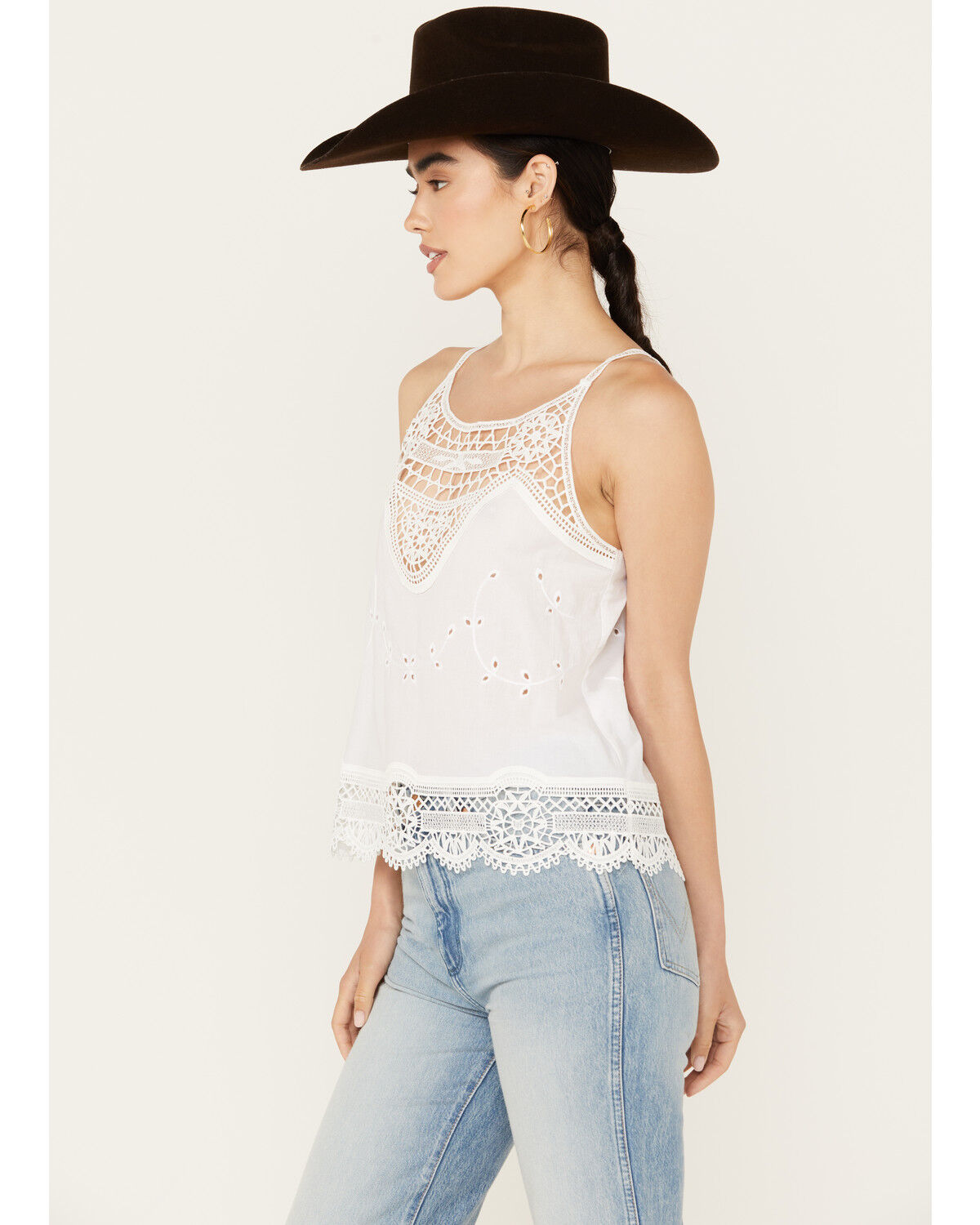 Image #2 - Beyond The Radar Women's Crochet Trim Tank, White, hi-res