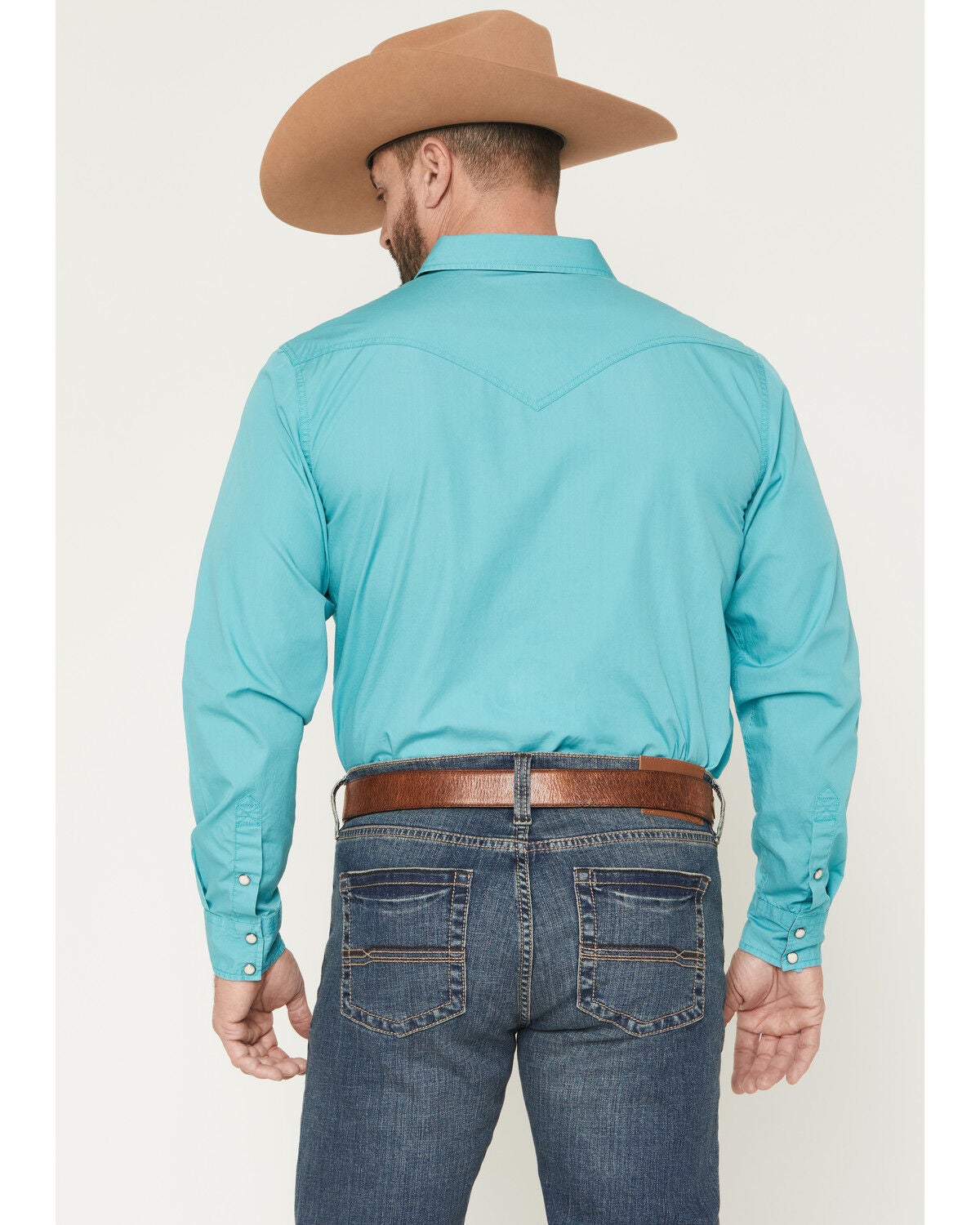 Image #4 - Cody James Men's Rock Solid Long Sleeve Snap Western Shirt, Aqua, hi-res