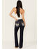 Image #1 - Miss Me Women's Dark Wash Wing Pocket Bootcut Stretch Denim Jeans, Dark Wash, hi-res