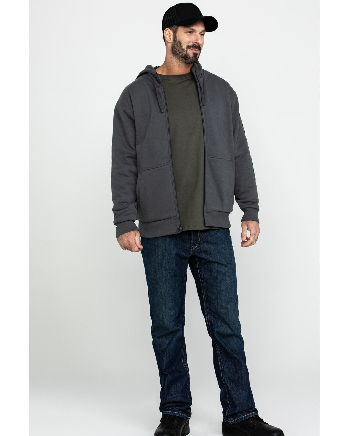 Image #6 - Ariat Men's Rebar All-Weather Full Zip Work Hooded Sweatshirt, Grey, hi-res